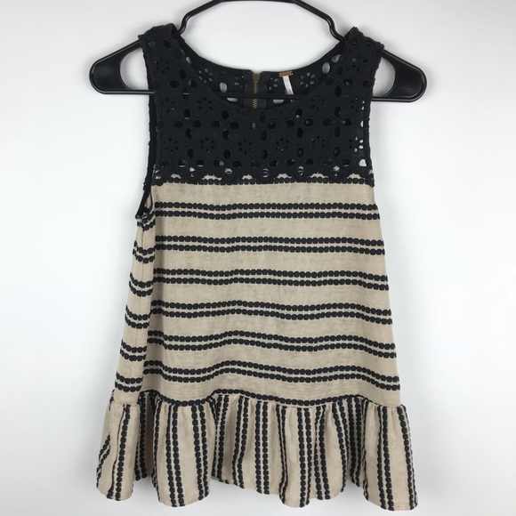 Free People Tops - Free People Crochet Peplum Striped Tank Top